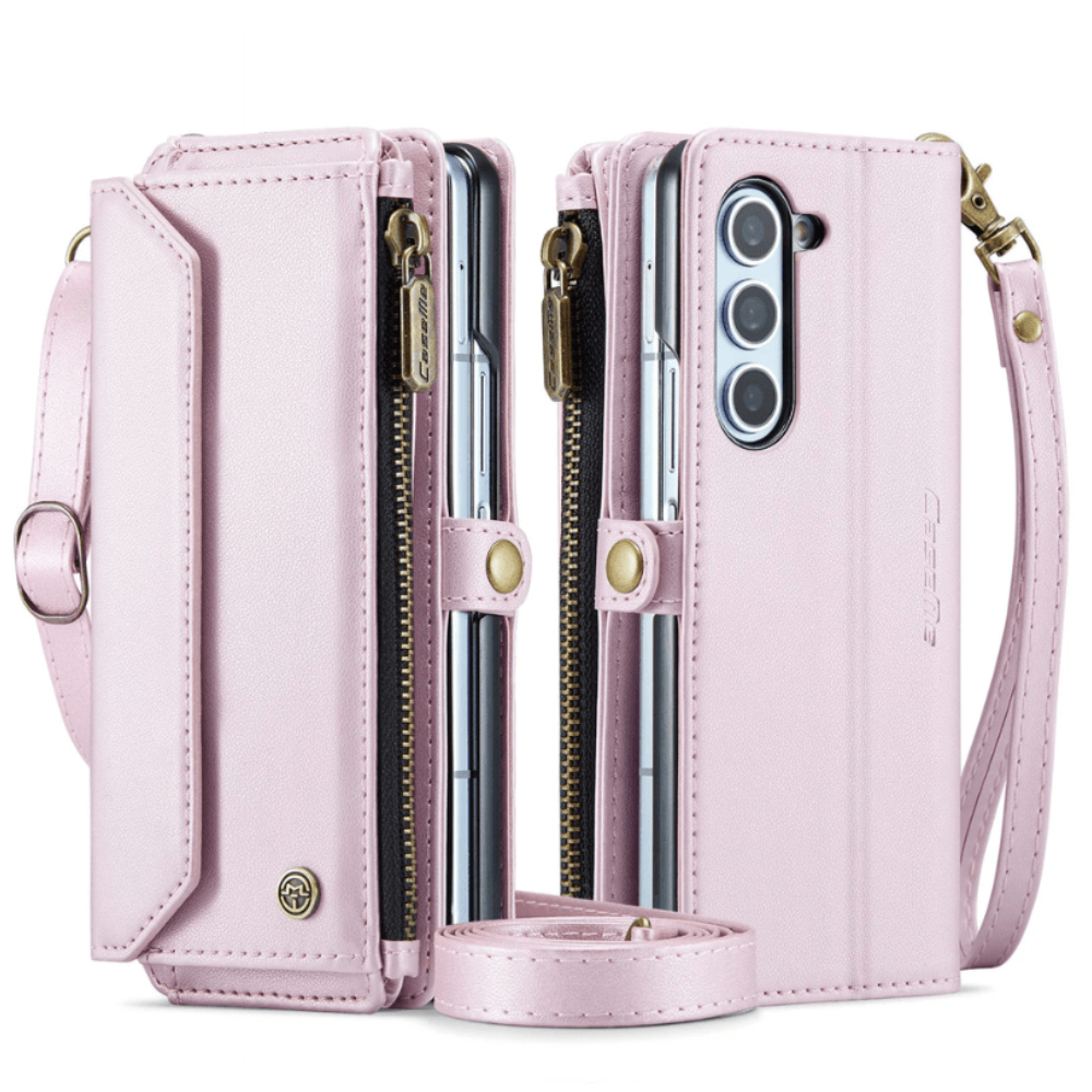 Rectus RFID Blocking Wallet Case For Galaxy Z Fold With Pen Holder Slot Pink