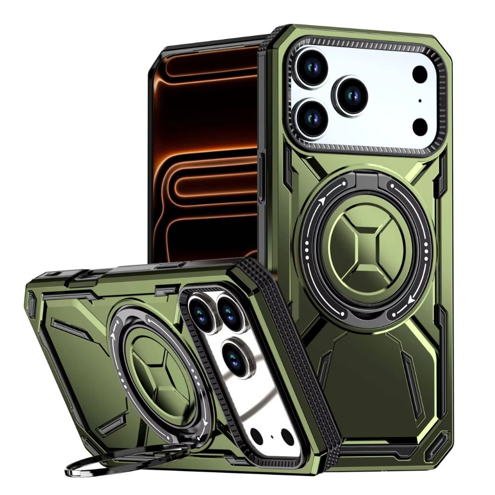 Virtus Magnetic Heavy Duty iPhone Case With Kickstand Army Green