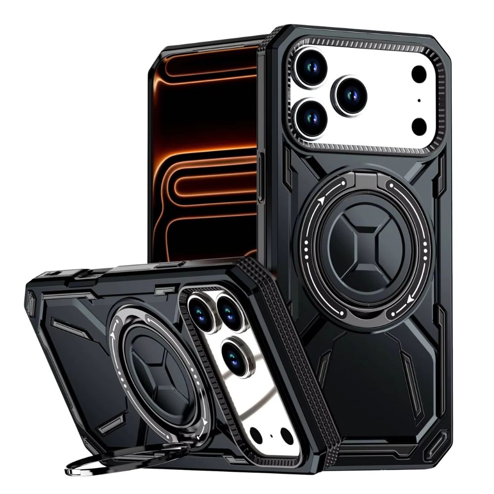 Virtus Magnetic Heavy Duty iPhone Case With Kickstand Black