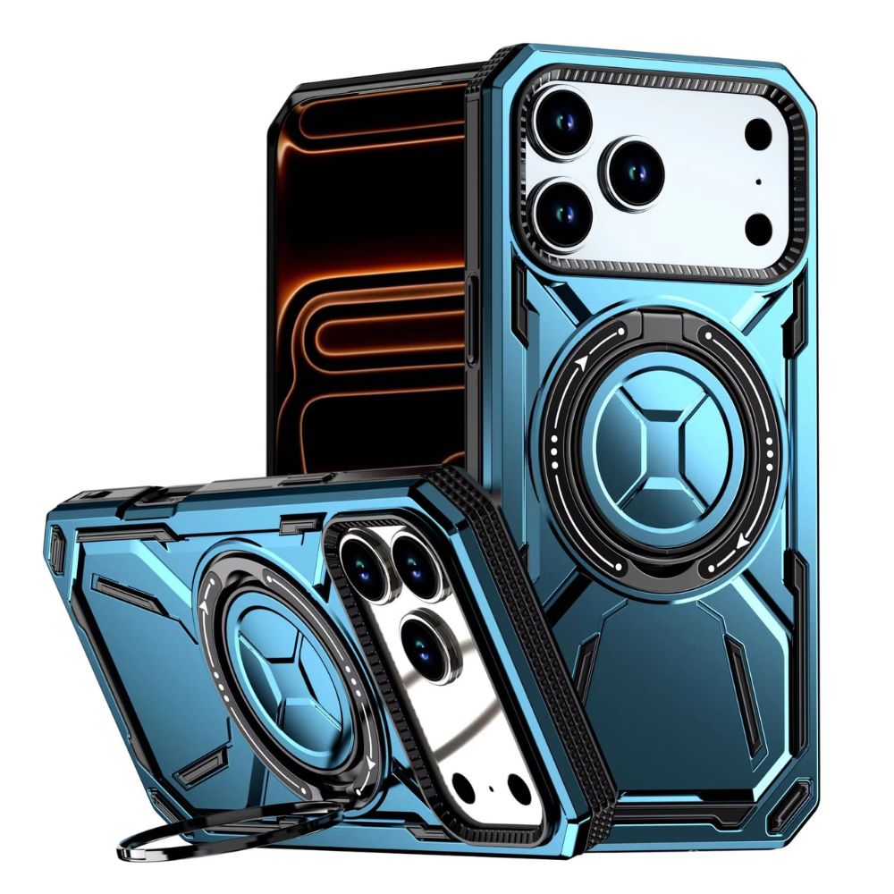 Virtus Magnetic Heavy Duty iPhone Case With Kickstand Light Blue