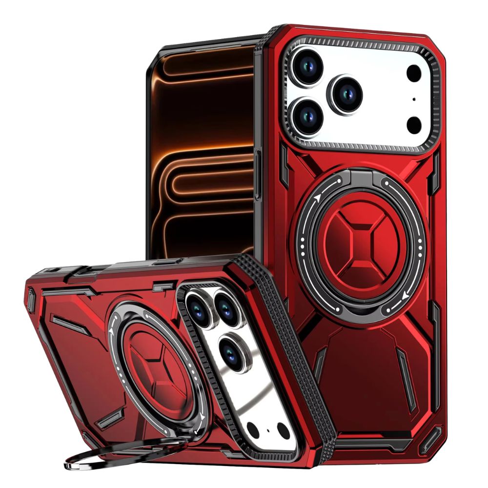 Virtus Magnetic Heavy Duty iPhone Case With Kickstand Red