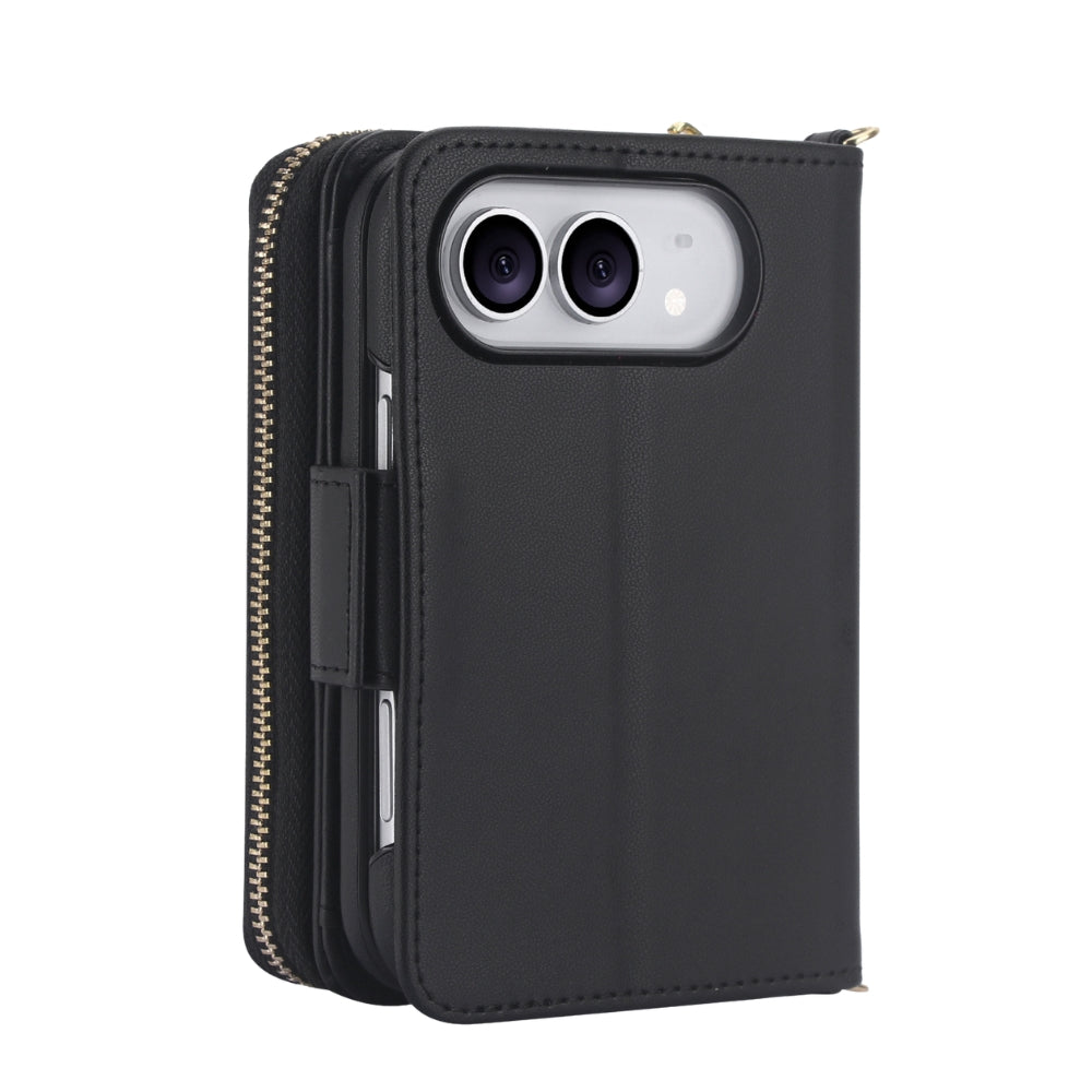 Acceptus Quilted Leather Wallet Case For iPhone 15-18 Black iPhone Duo