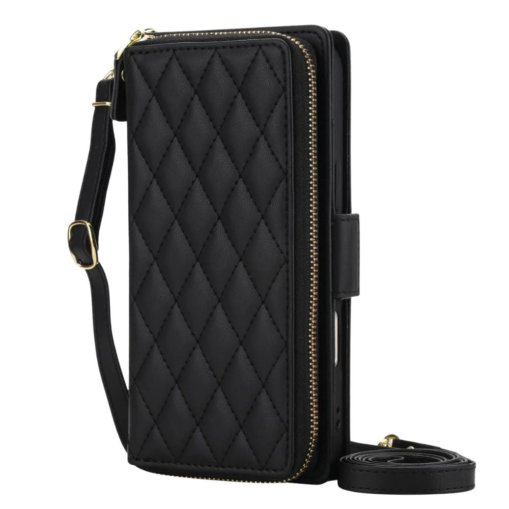 Acceptus Quilted Leather Wallet Case For iPhone 15-17 Black