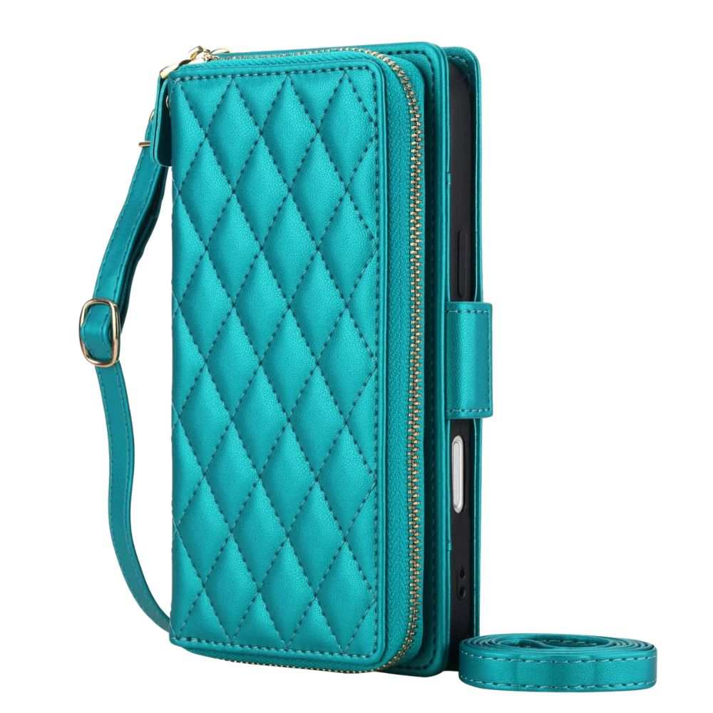 Acceptus Quilted Leather Wallet Case For iPhone 15-17 Teal