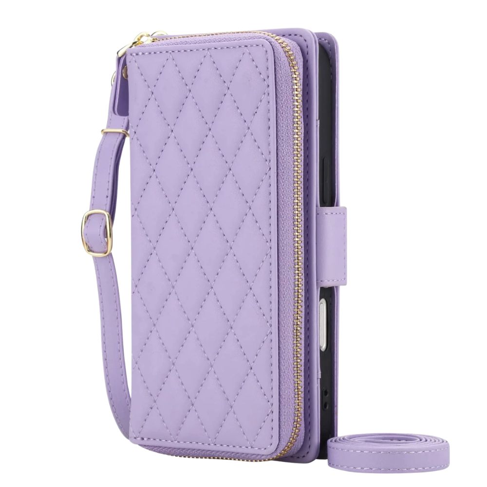 Acceptus Quilted Leather Wallet Case For iPhone 15-17 Light Purple