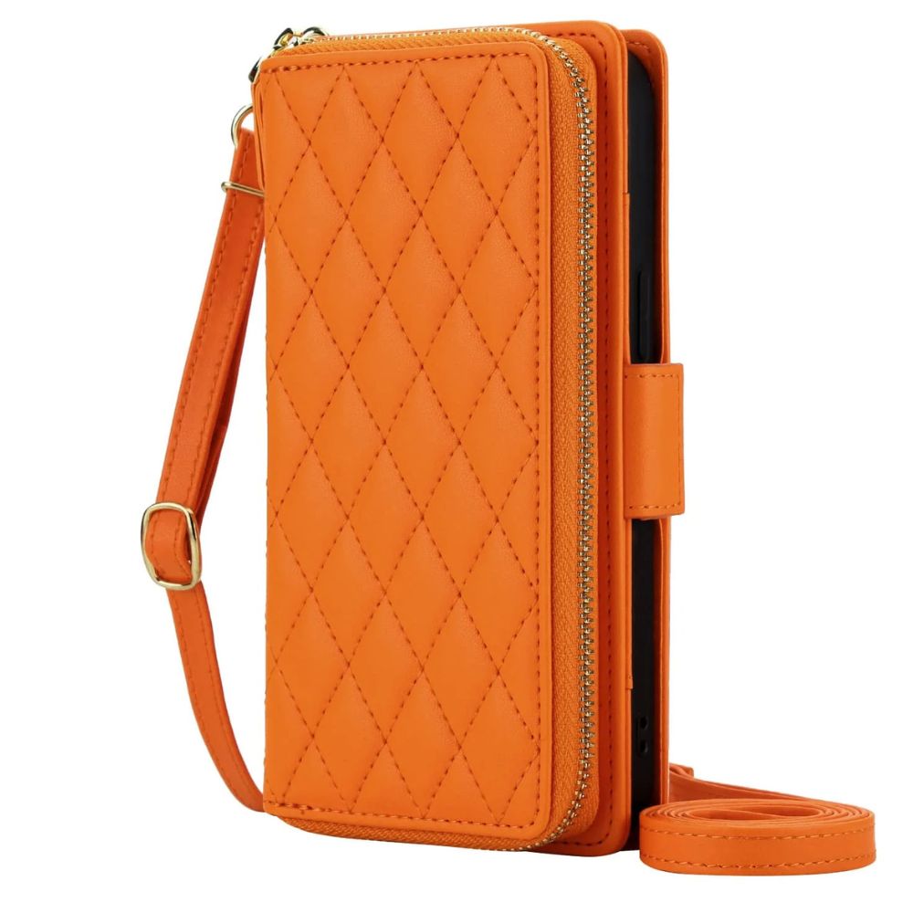 Acceptus Quilted Leather Wallet iPhone Case Orange