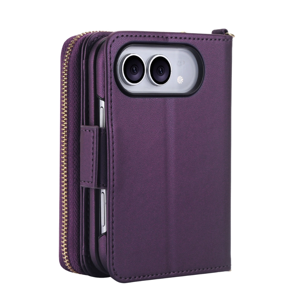 Acceptus Quilted Leather Wallet Case For iPhone 15-18 Dark Purple iPhone Duo