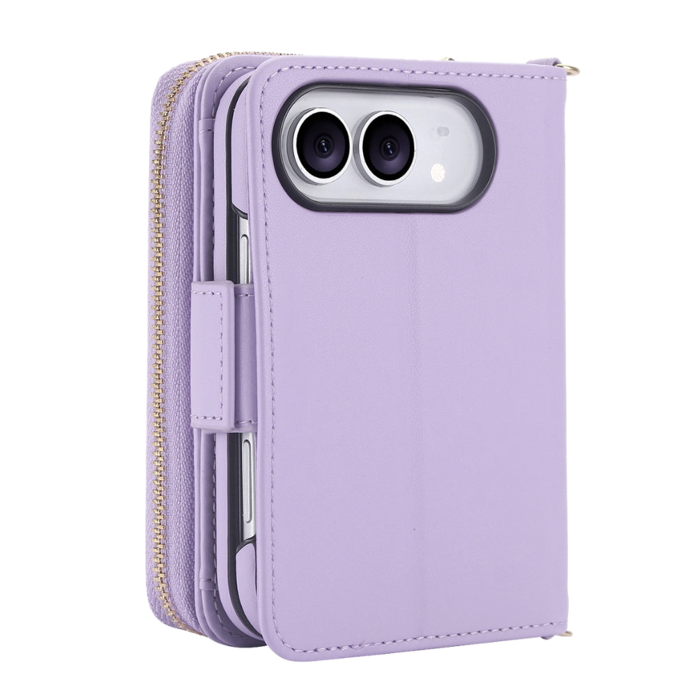 Acceptus Quilted Leather Wallet Case For iPhone 15-18 Light Purple iPhone Duo