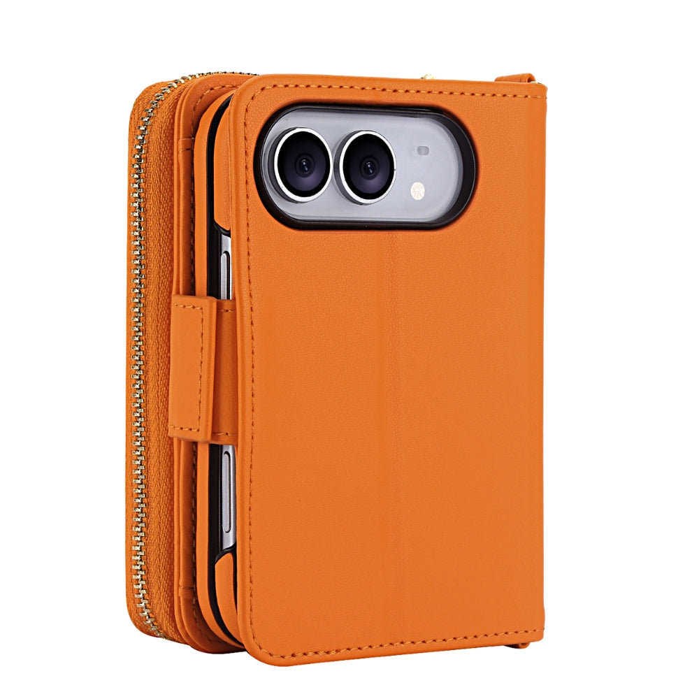 Acceptus Quilted Leather Wallet Case For iPhone 15-18 Orange iPhone Duo