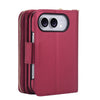 Acceptus Quilted Leather Wallet Case For iPhone 15-18 Wine Red iPhone Duo
