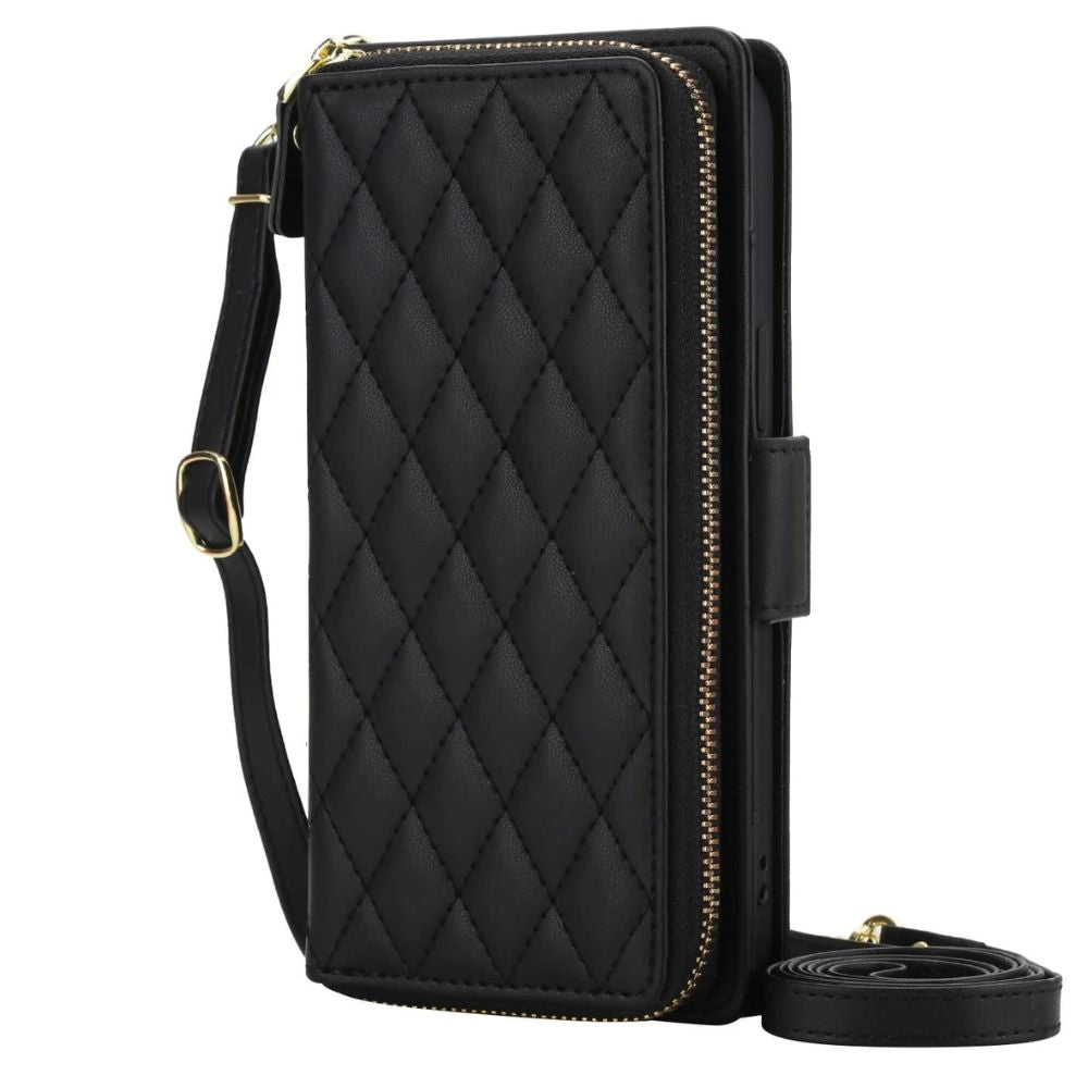 Acceptus Quilted Leather Wallet iPhone Case Black