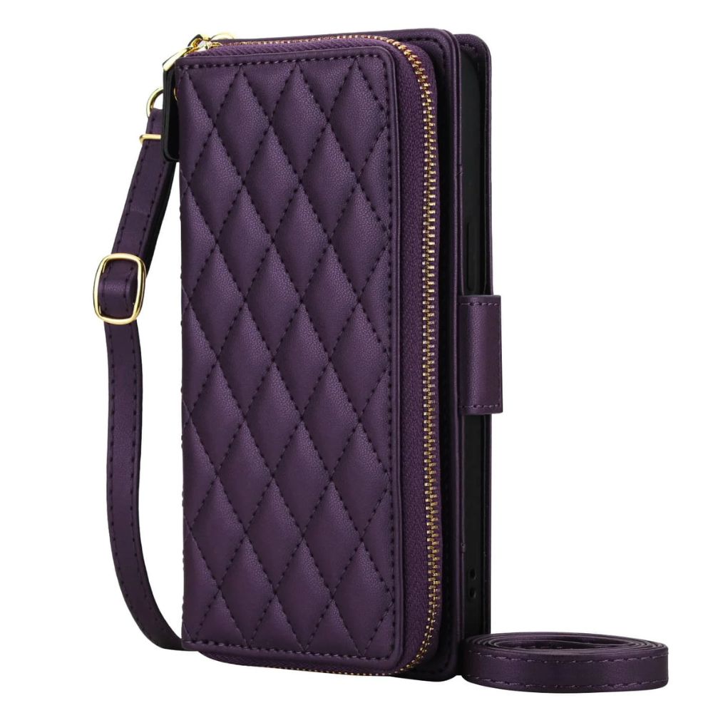 Acceptus Quilted Leather Wallet iPhone Case Dark Purple