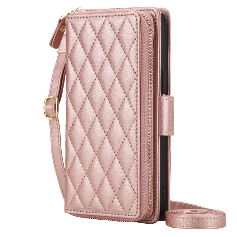 Acceptus Quilted Leather Wallet iPhone Case Rose Gold