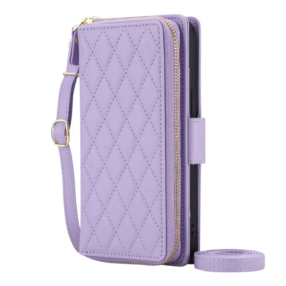 Aeger Quilted Leather Wallet Case for Galaxy S Series Purple