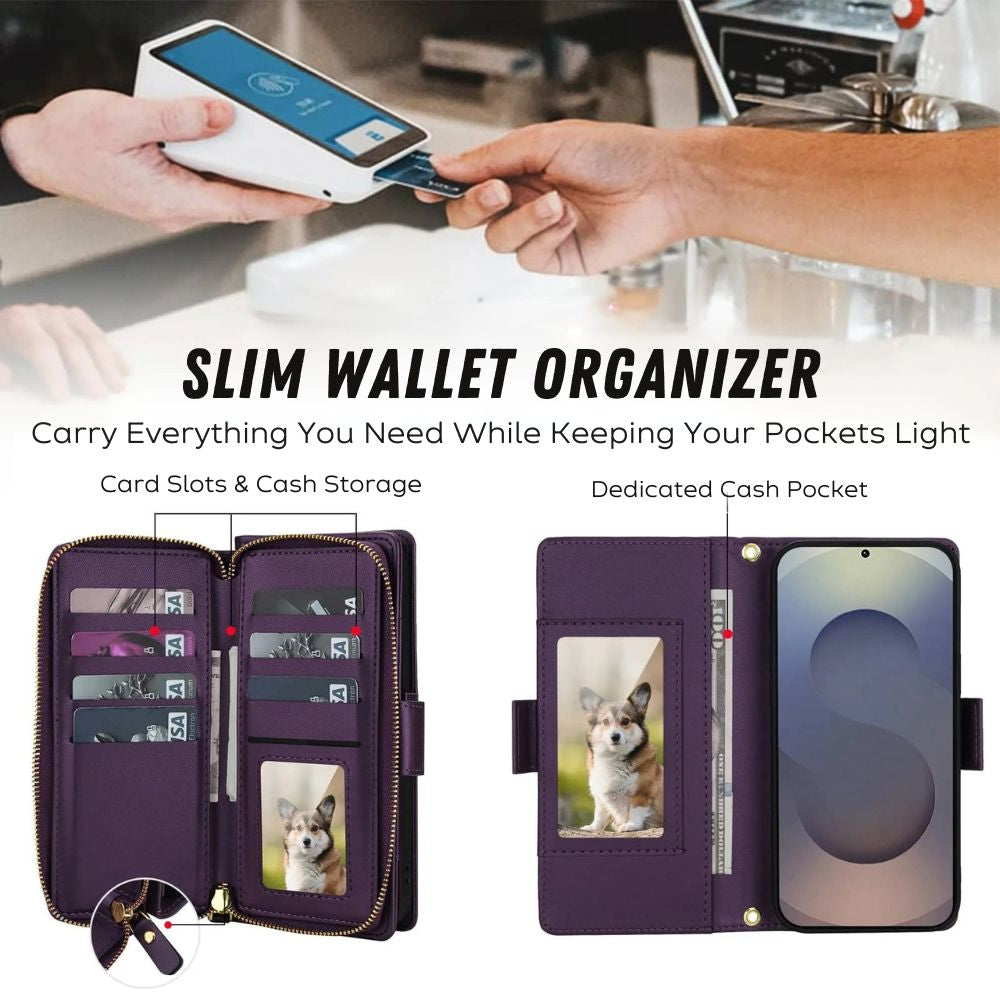 Aeger Quilted Leather Wallet Case for Galaxy S Series