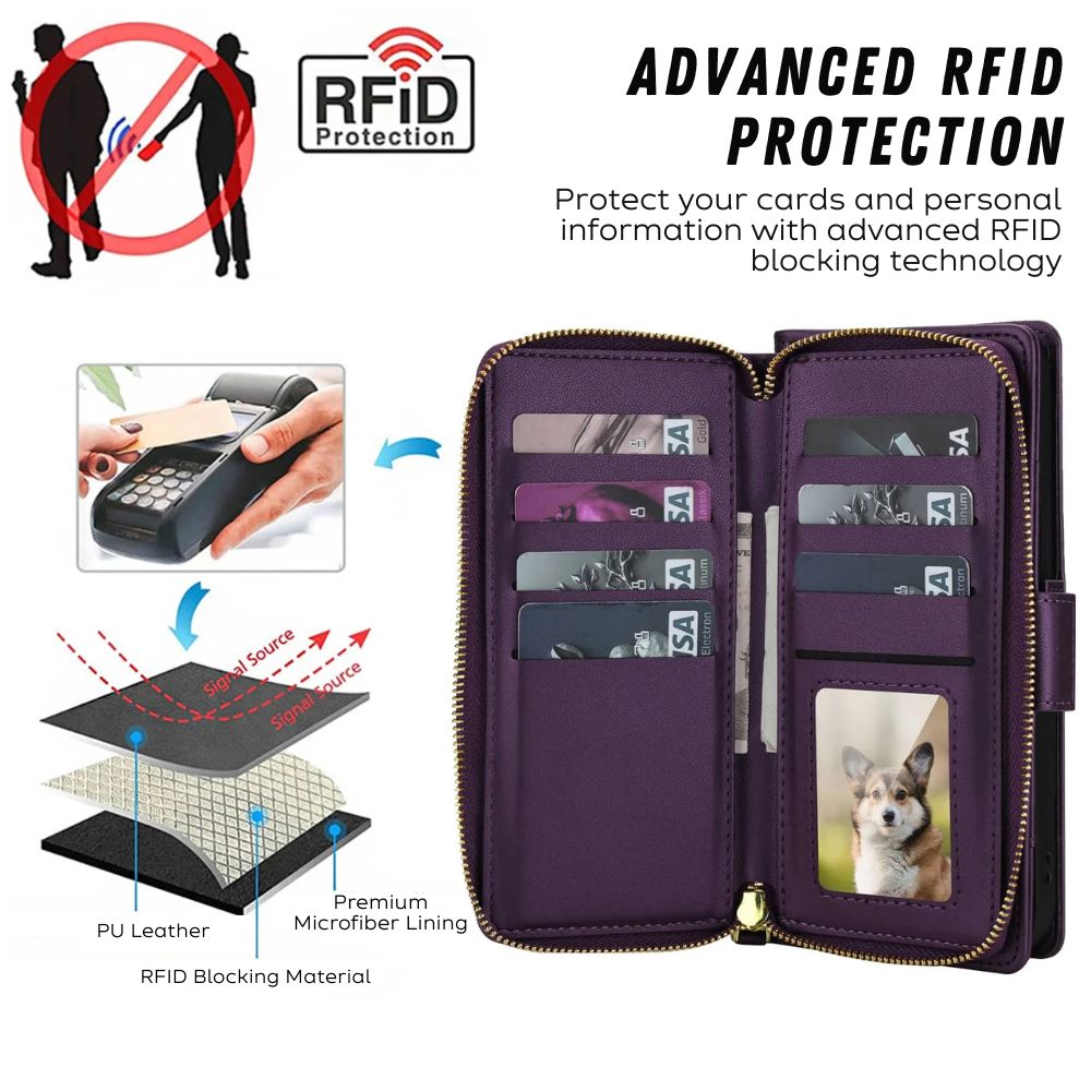 Aeger Quilted Leather Wallet Case for Galaxy S Series
