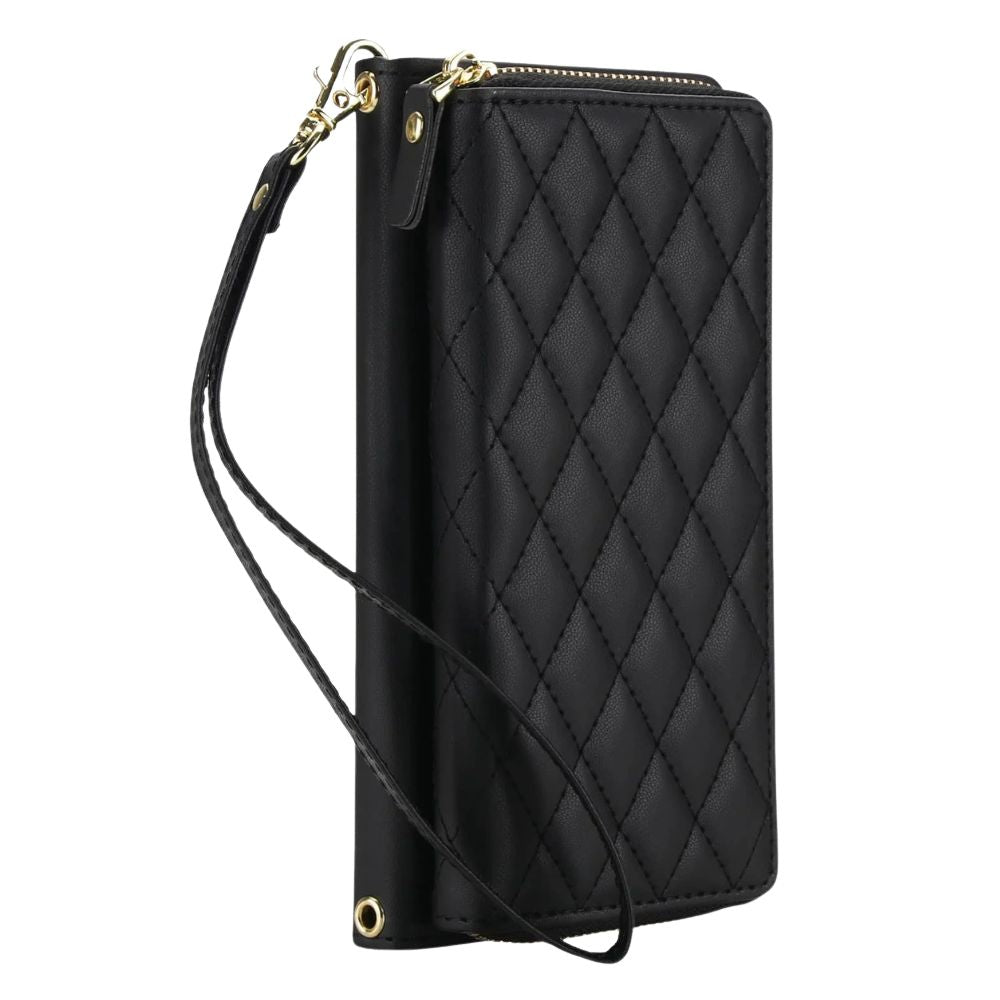 Aeneus Quilted Leather Wallet Case for Google Pixel Black