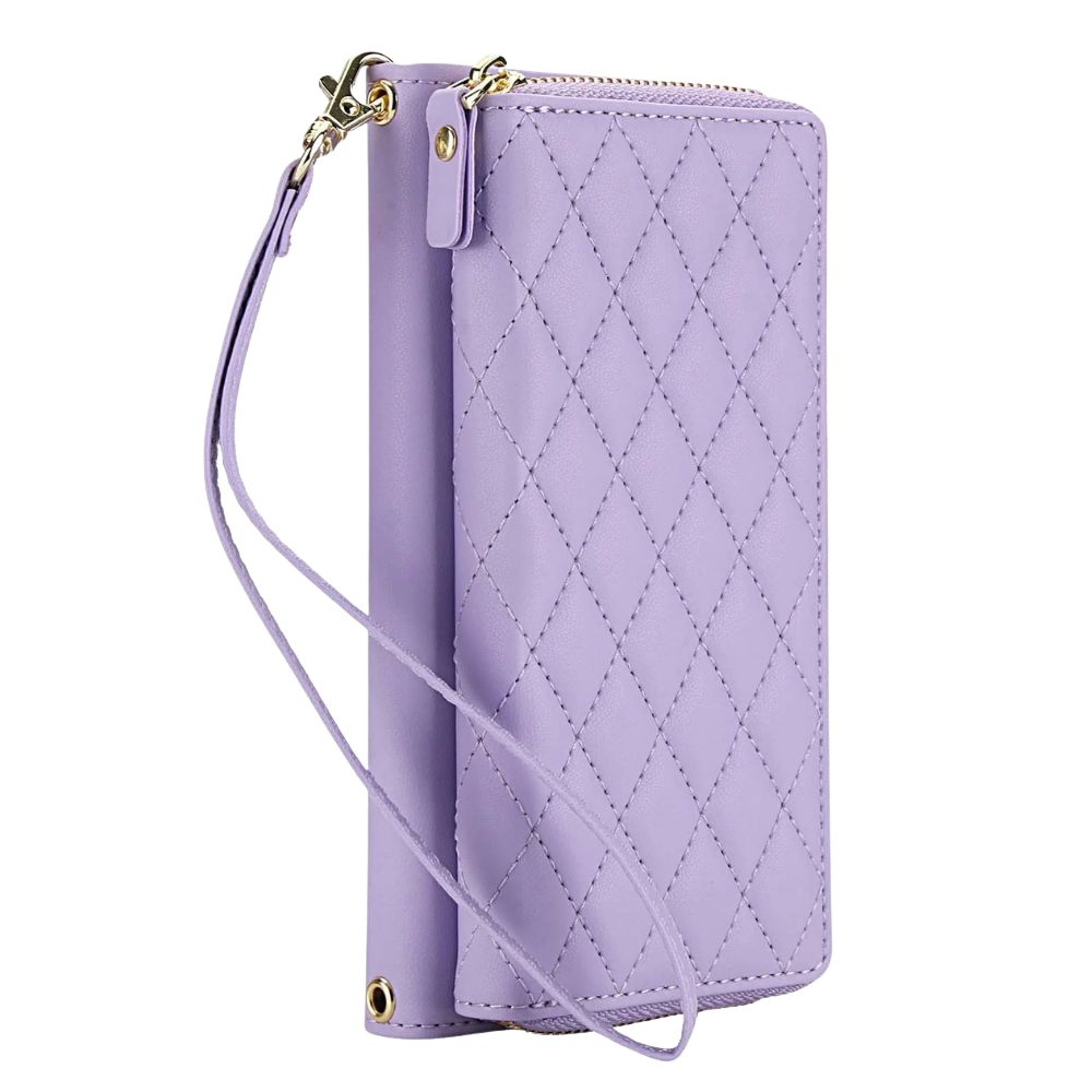 Aeneus Quilted Leather Wallet Case for Google Pixel Light Purple