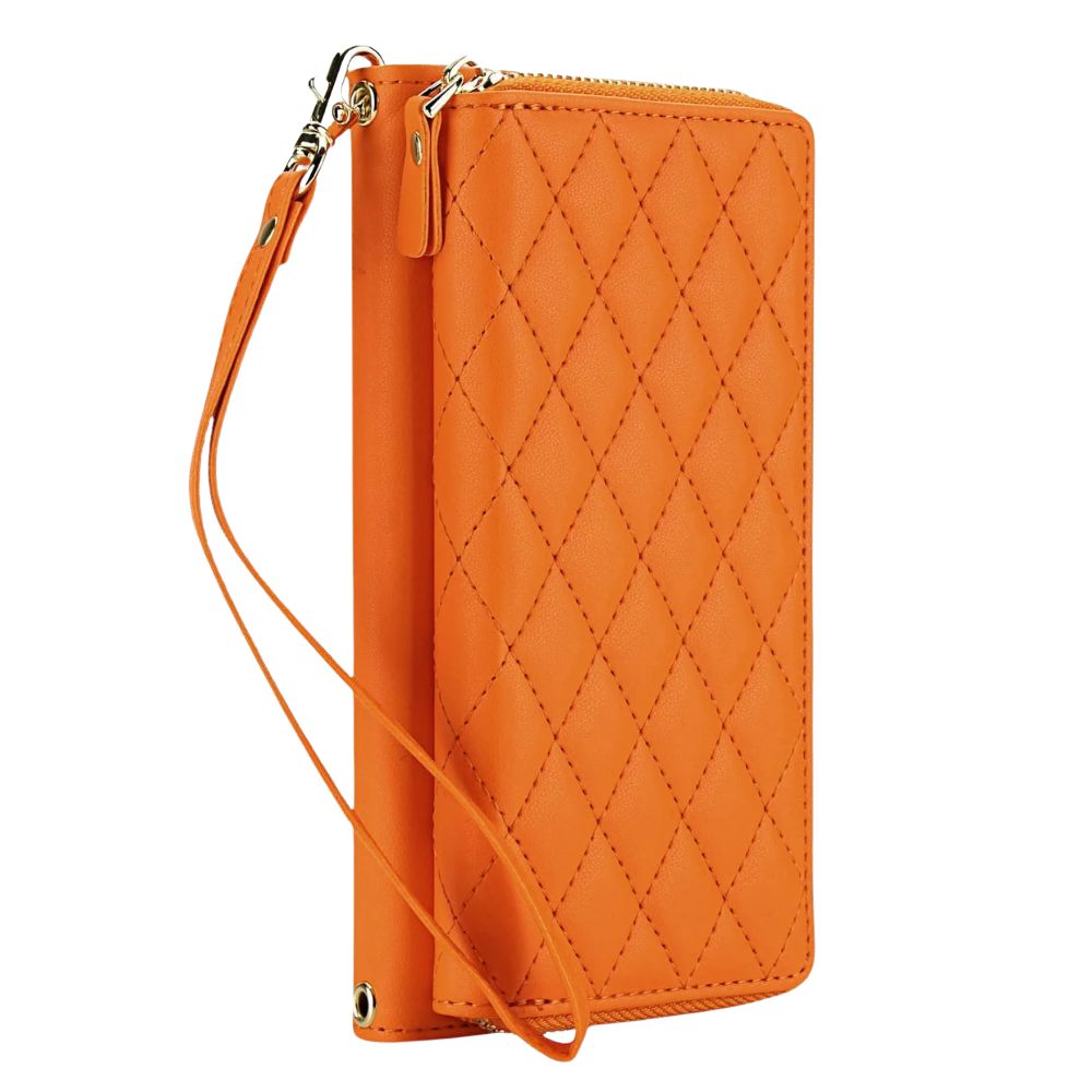 Aeneus Quilted Leather Wallet Case for Google Pixel Orange