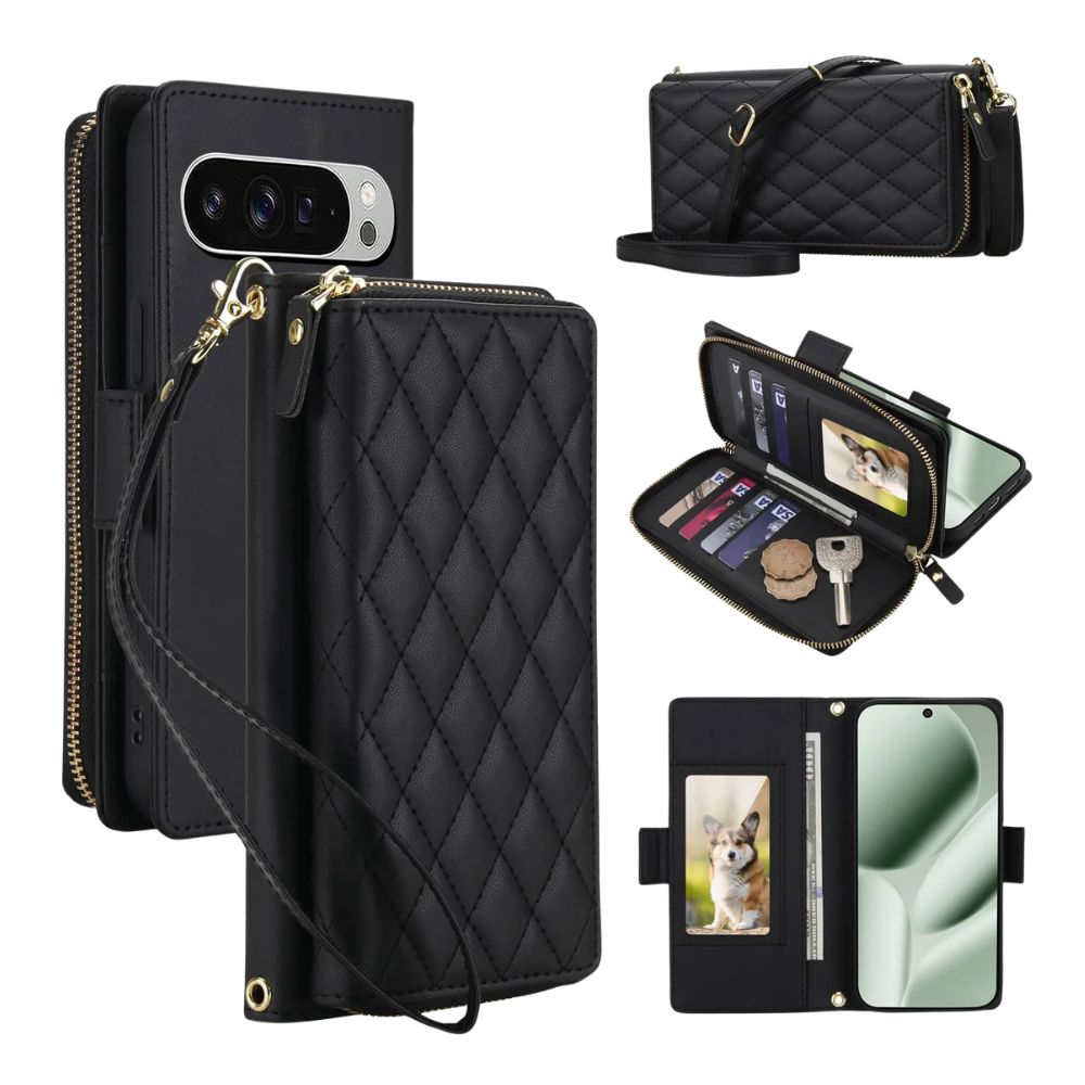Aeneus Quilted Leather Wallet Case for Google Pixel