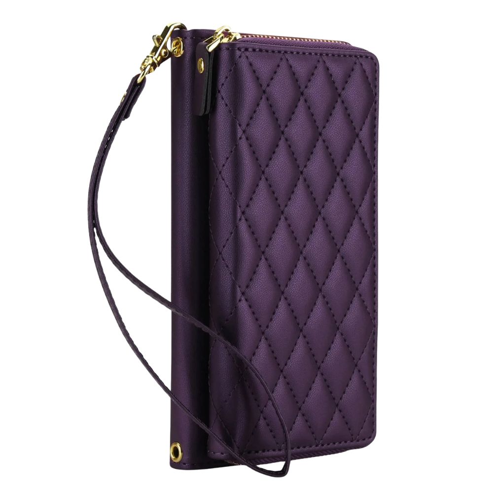 Aestus Quilted Leather Wallet Case for Galaxy A Series Dark Purple