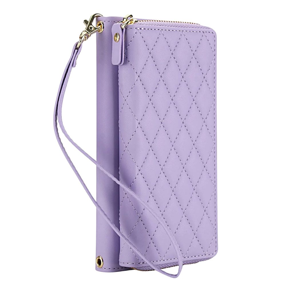 Aestus Quilted Leather Wallet Case for Galaxy A Series Light Purple