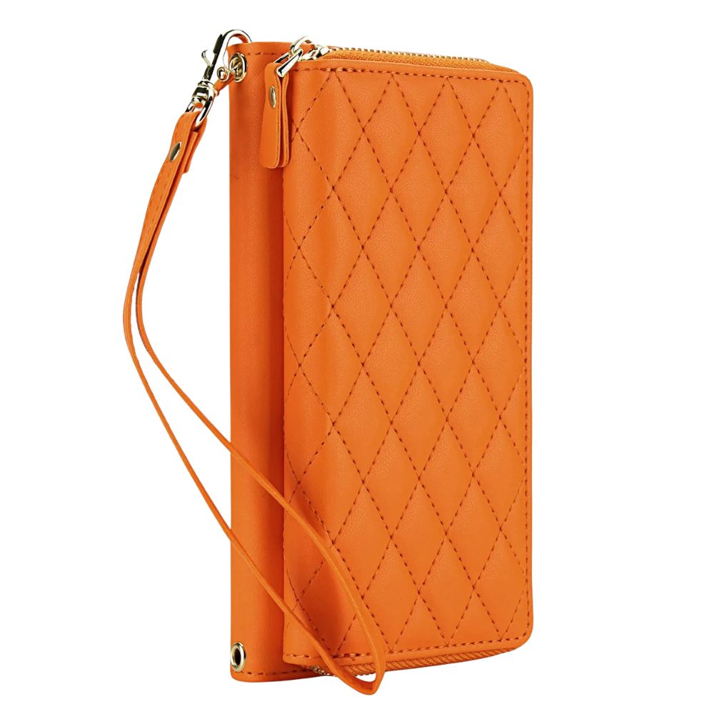 Aestus Quilted Leather Wallet Case for Galaxy A Series Orange