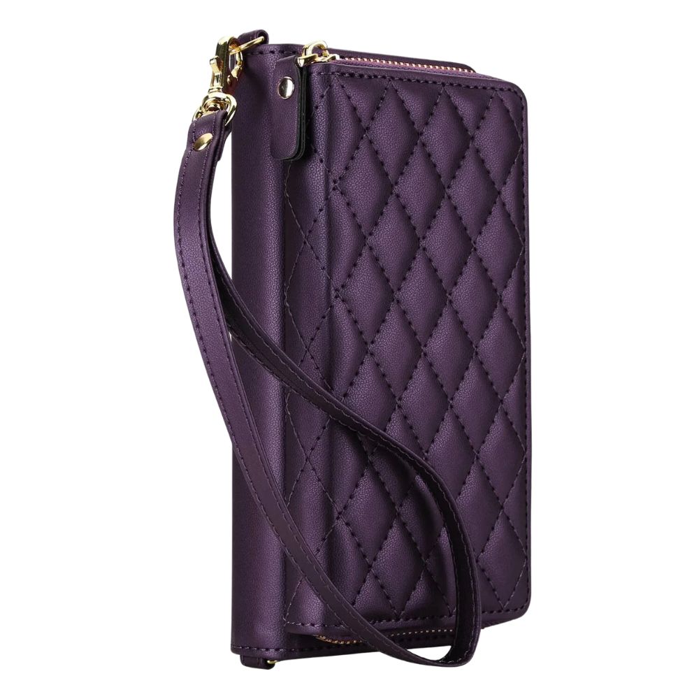 Aeternus Quilted Leather Wallet Case for Galaxy Z Fold Dark Purple