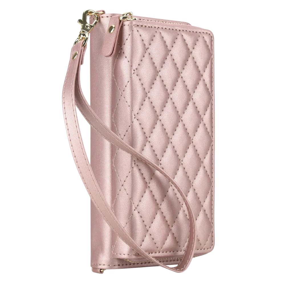 Aeternus Quilted Leather Wallet Case for Galaxy Z Fold Rose Gold