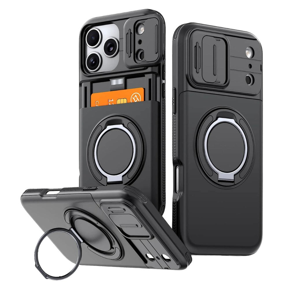 Aurum Shockproof iPhone Case With Kickstand Black