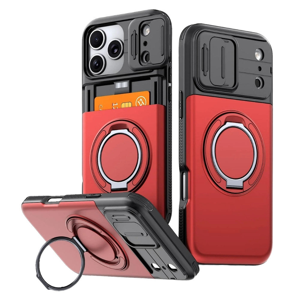 Aurum Shockproof iPhone Case With Kickstand Red