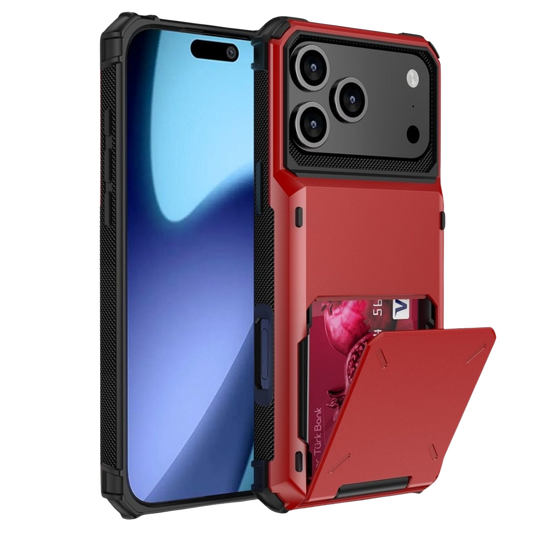 Orbit Shockproof iPhone Wallet Case For 14-18 Series Red