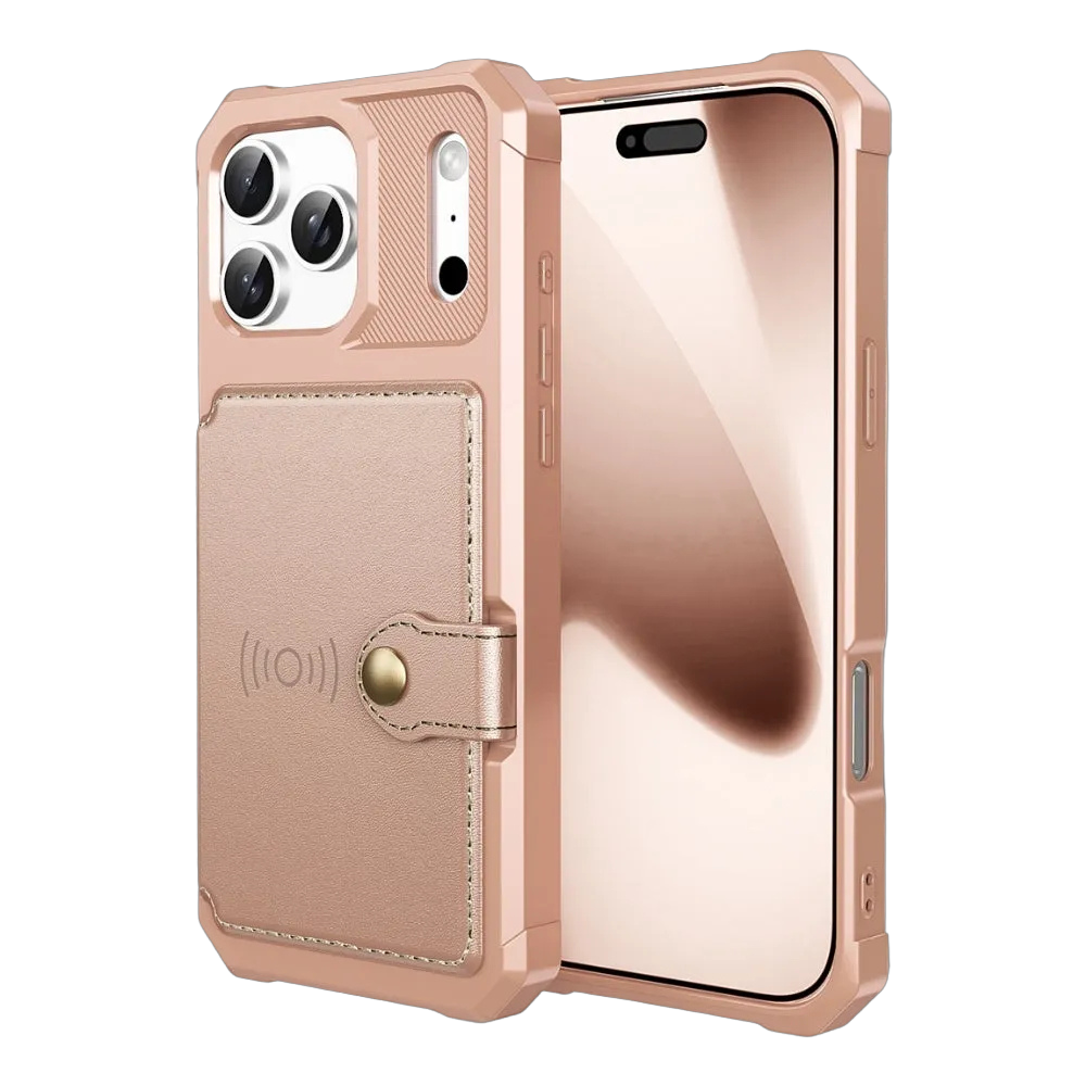 Echo Luxury Leather Wallet Case For iPhone Series 14-18 Rose