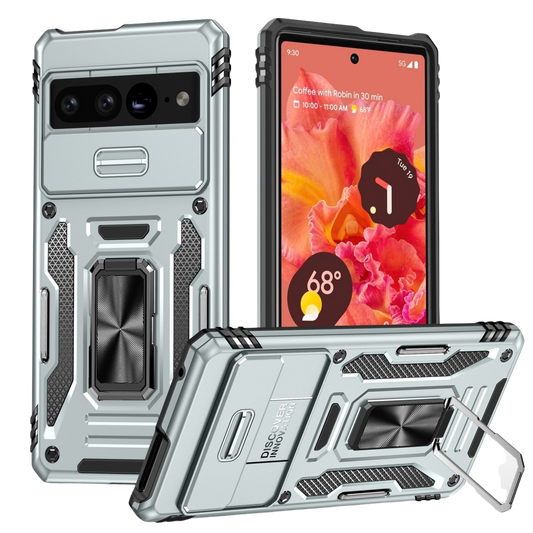 Dare Armor Case with Sliding Camera Lens Protector for Google Pixel Silver