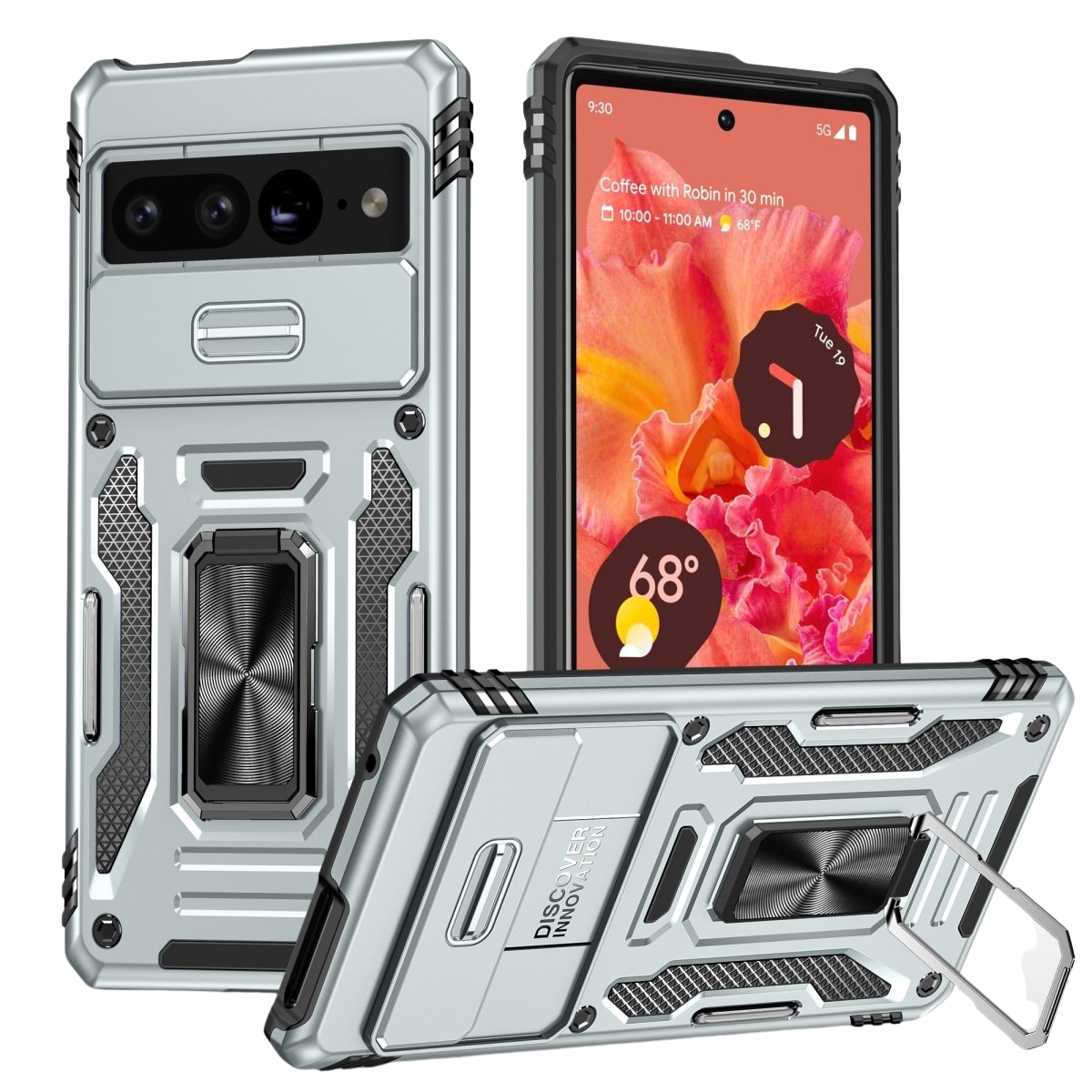 Dare Armor Case with Sliding Camera Lens Protector for Google Pixel Silver