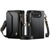Cervus RFID Blocking Wallet Case With Crossbody Strap And Lanyard Black iPhone Duo