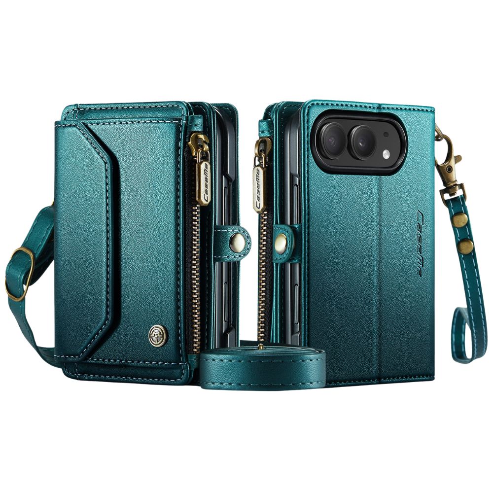 Cervus RFID Blocking Wallet Case With Crossbody Strap And Lanyard Green iPhone Duo