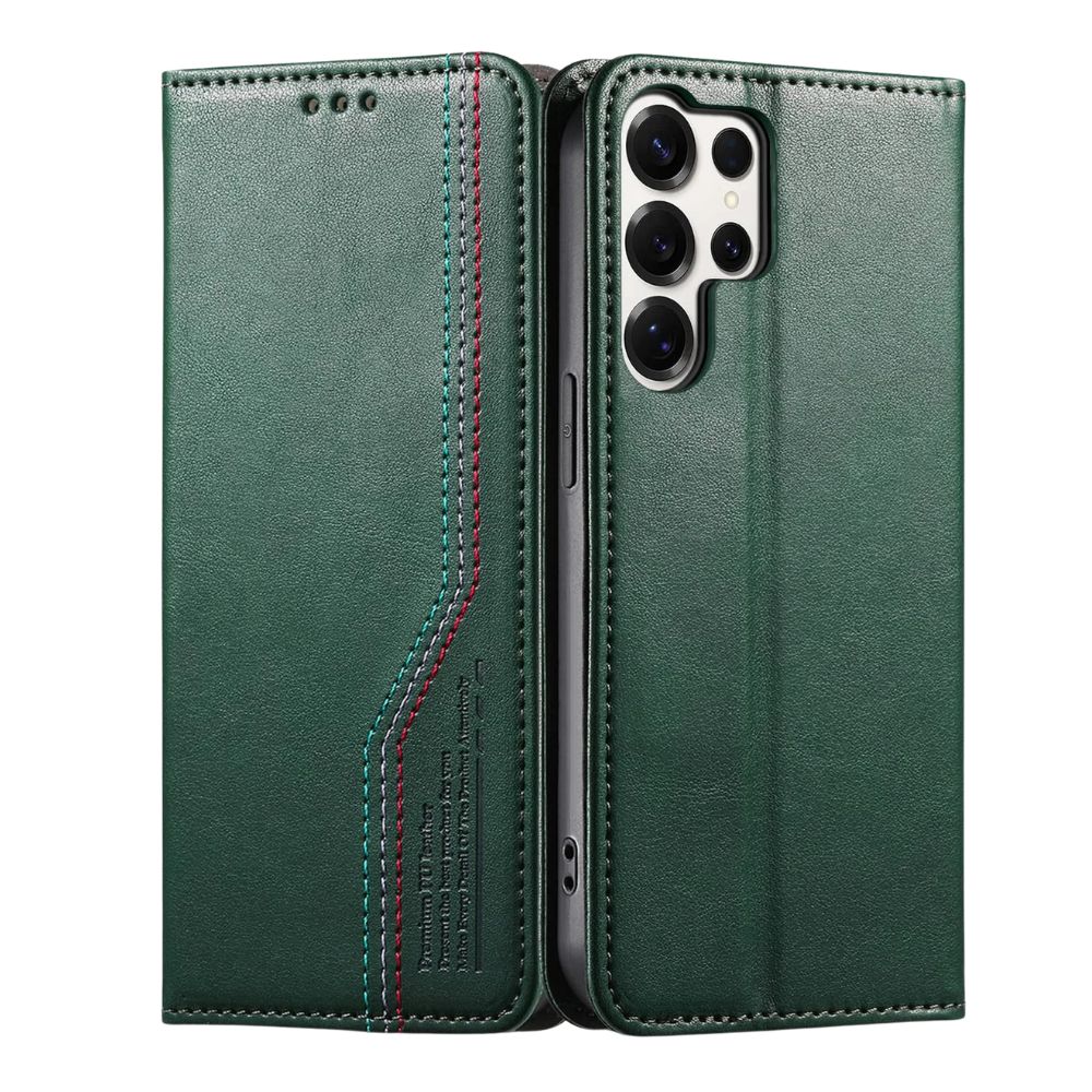 Ceteri Leather Wallet Flip Case For Galaxy S Series Green