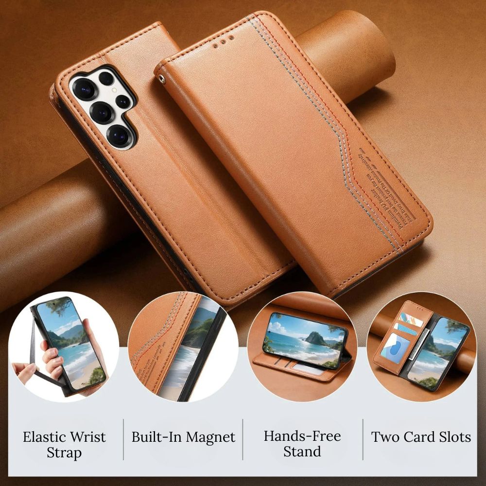 Ceteri Leather Wallet Flip Case For Galaxy S Series