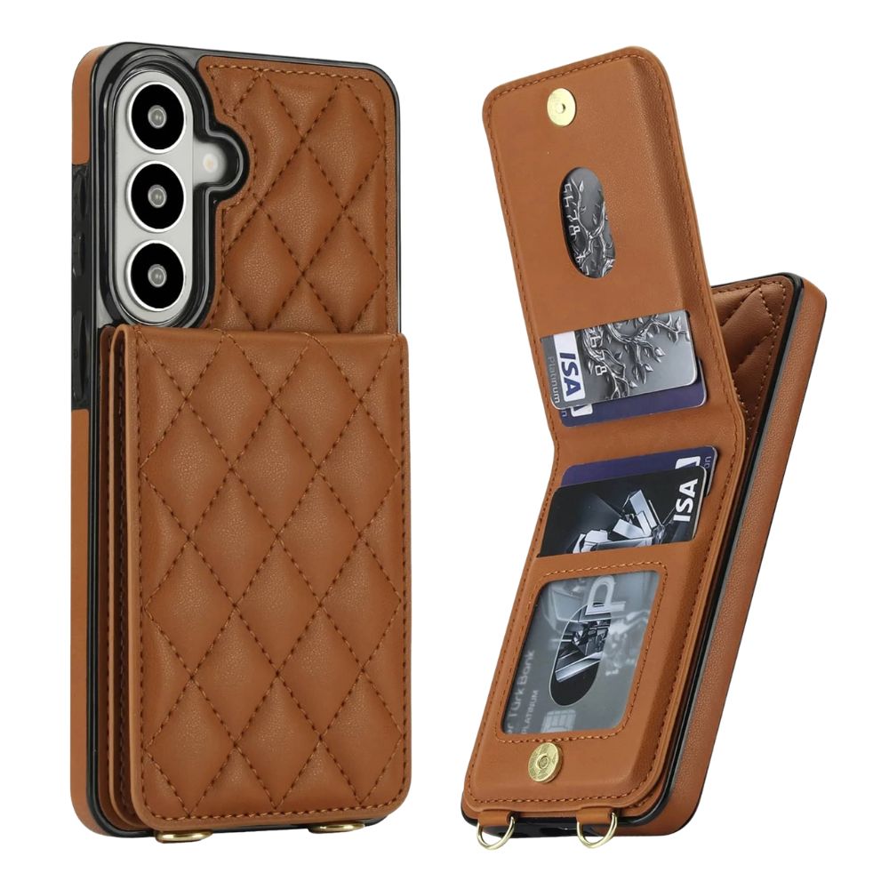 Cibo Leather Wallet Case For Galaxy A Series With Card Holder Brown