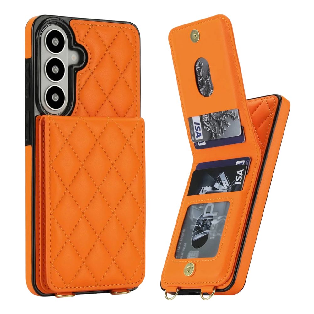 Cibo Leather Wallet Case For Galaxy A Series With Card Holder Orange