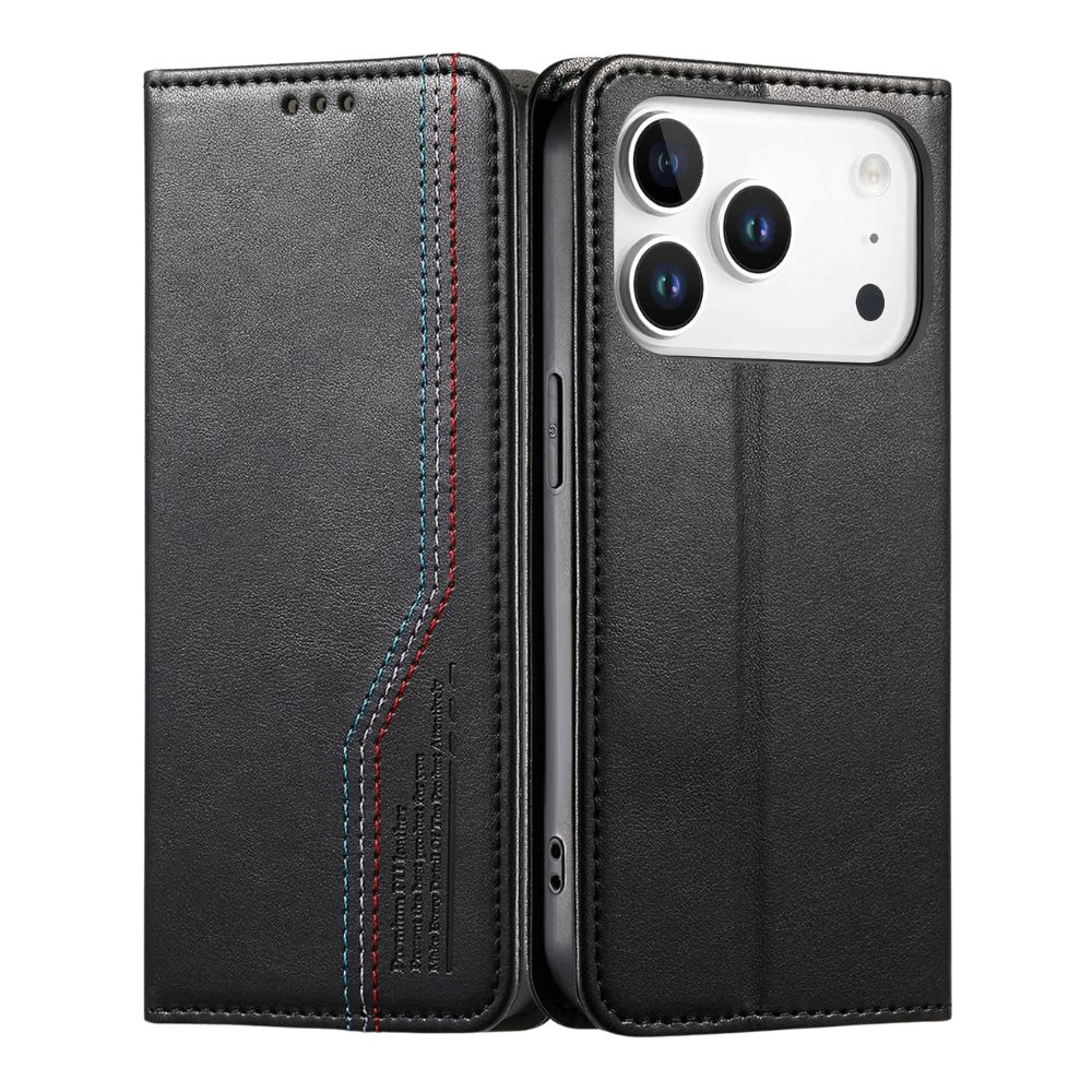 Civis Leather Wallet Flip iPhone Case Black