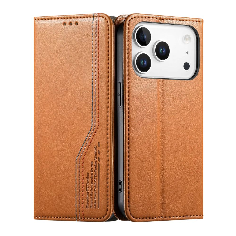 Civis Leather Wallet Flip iPhone Case Brown