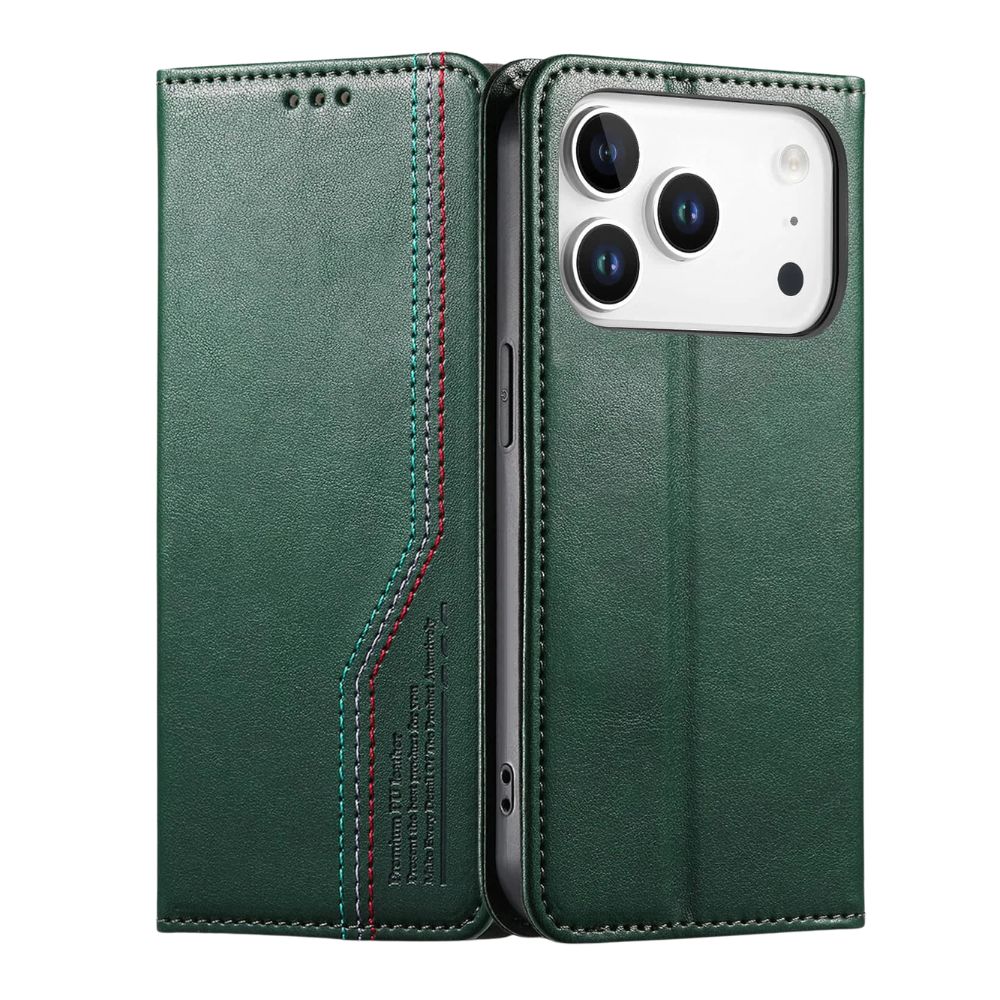 Civis Leather Wallet Flip iPhone Case Green