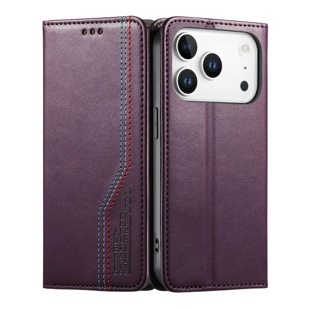 Civis Leather Wallet Flip iPhone Case Purple