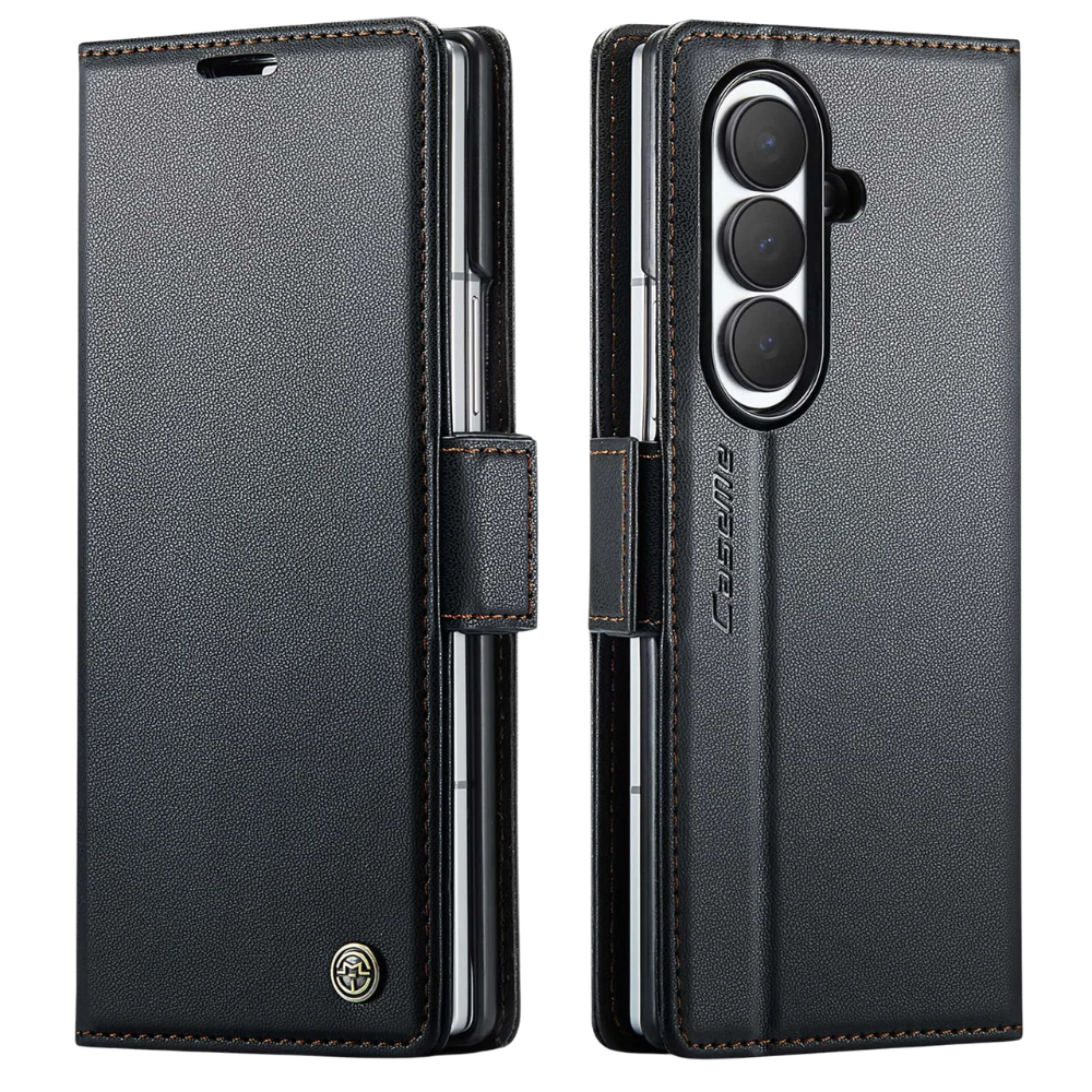 Concero Premium Leather Wallet Case for Galaxy Z Fold With Card Slot Black