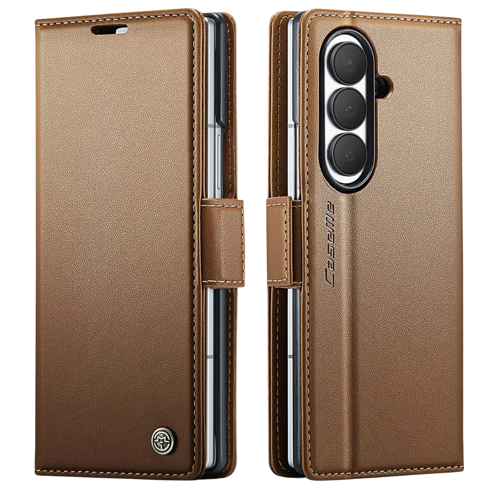 Concero Premium Leather Wallet Case for Galaxy Z Fold With Card Slot Brown
