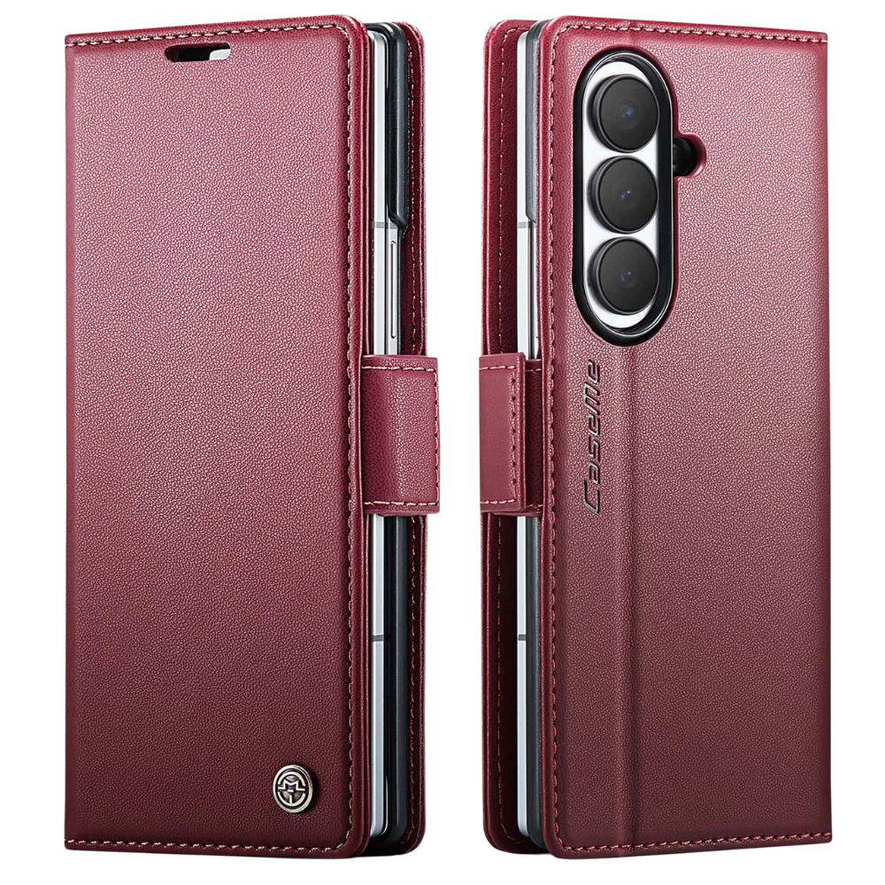 Concero Premium Leather Wallet Case for Galaxy Z Fold With Card Slot Red