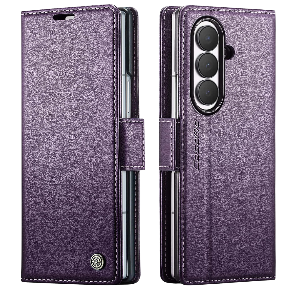 Concero Premium Leather Wallet Case for Galaxy Z Fold With Card Slot Purple