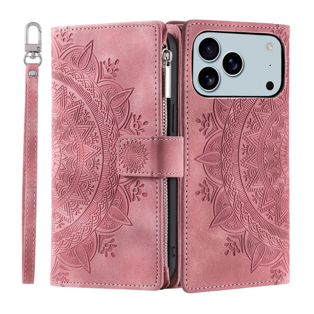 Denuo Magnetic Leather Wallet iPhone Case With Straps Pink